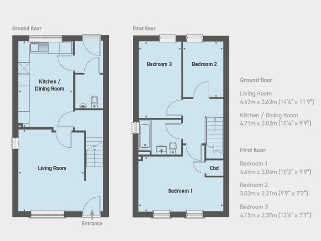 Floor plan, 3 bedroom house - artist's impression subject to change